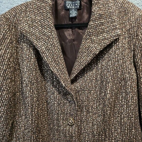 SPENSER JEREMY WOOL TWEED BLAZER WOMENS SZ 1X BROWN LIBRARIAN OFFICECORE - Picture 2 of 9
